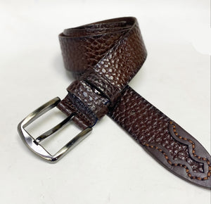 Pebble Leather Belt Brown