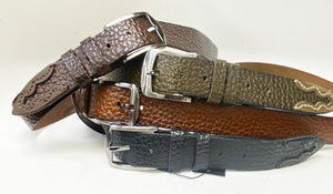 Pebble Leather Belt Brown