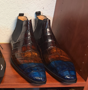 Maurice New York Custom Alligator Boot - Blue/Camel