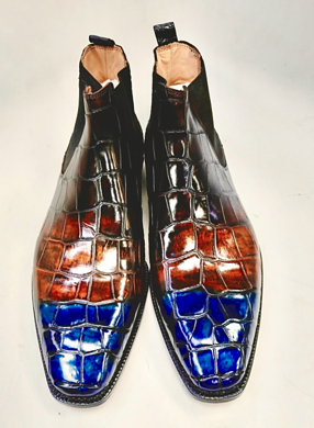 Maurice New York Custom Alligator Boot - Blue/Camel