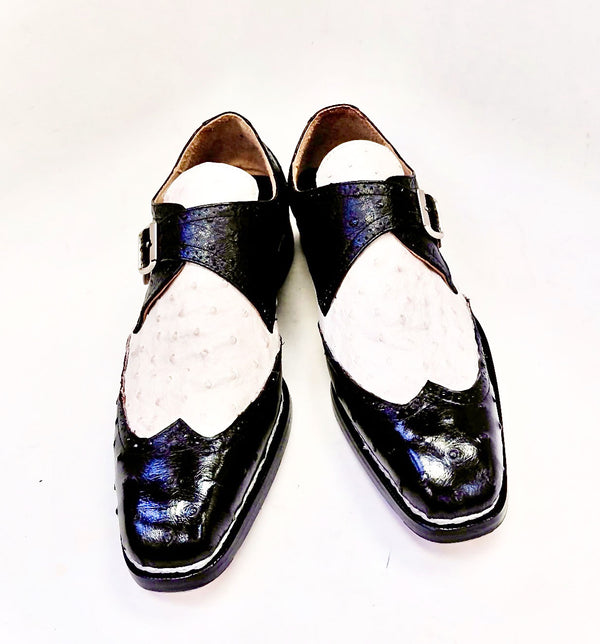 Maurice Palm Desert Ostrich Monkstrap - Black/White