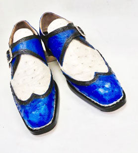 Maurice Palm Desert Ostrich Monkstrap - Blue/White