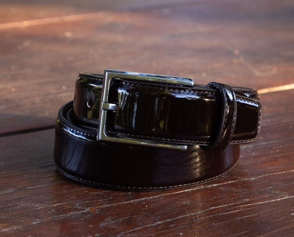 Patent Leather Belt Brown
