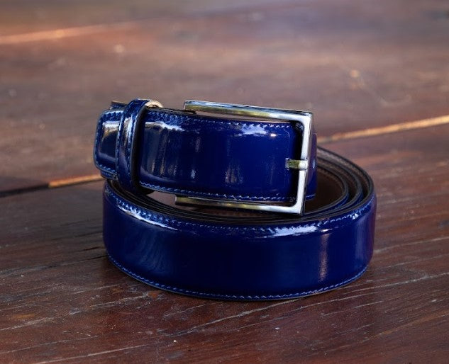 Patent Leather Belt Electric/Blue