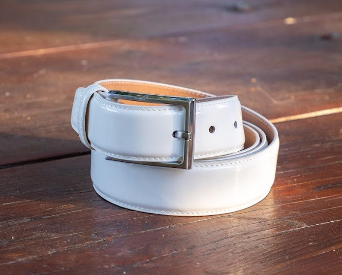 Patent Leather Belt White 34 C&E Patent Leather Belt White 34 C&E