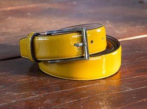 Patent Leather Belt Mustard