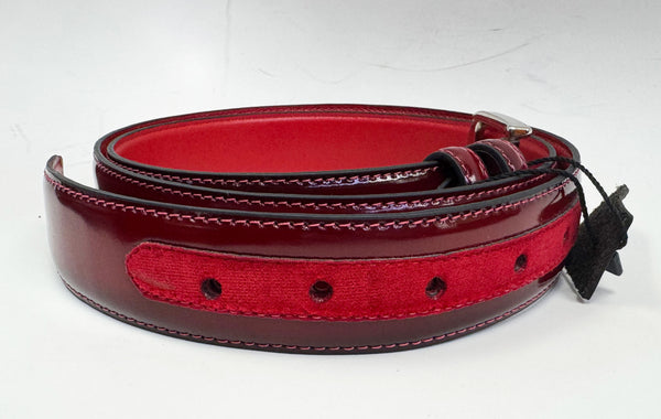 Style: C Collection Leather/Velvet Belt Red