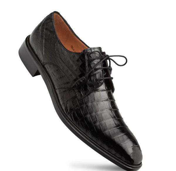 "Riverside" Crocodile Lace-Up Shoe Black