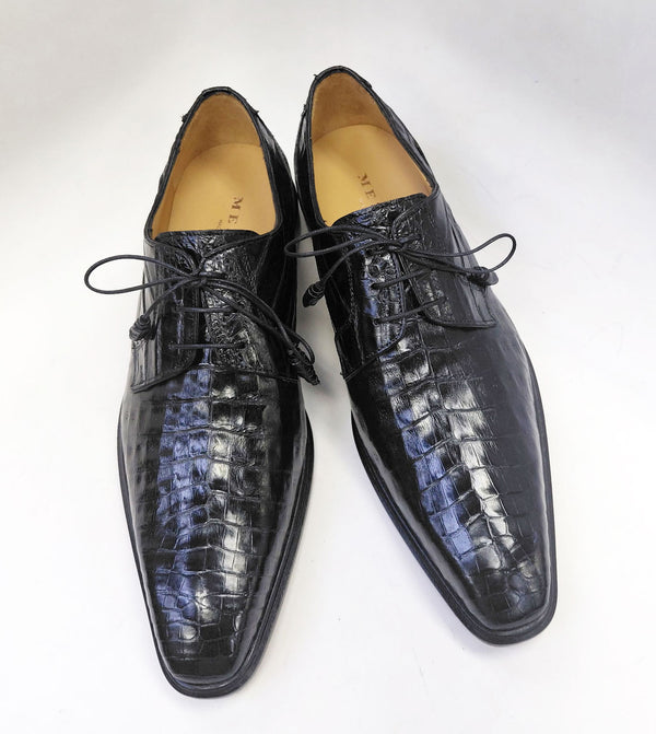 "Beverly Hills" Crocodile Lace-Up Shoe Black