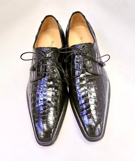 "Beverly Hills" Crocodile Lace-Up Shoe Black