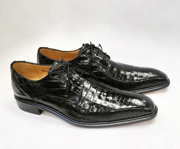 "Beverly Hills" Crocodile Lace-Up Shoe Black