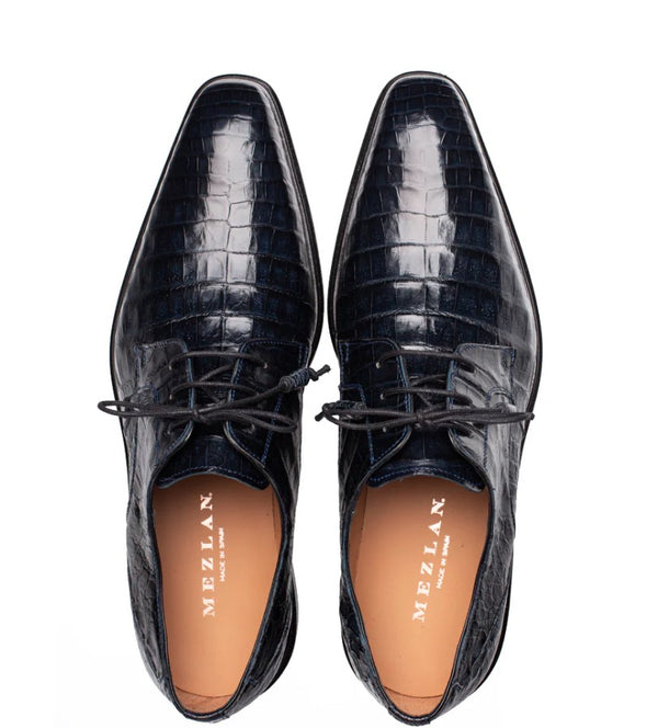 "Riverside" Crocodile Lace-Up Shoe Blue