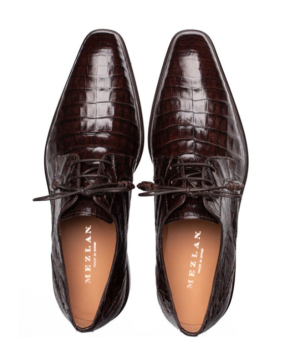 "Riverside" Crocodile Lace-Up Shoe Brown