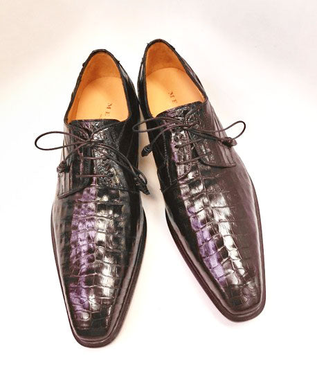 "Beverly Hills" Crocodile Lace-Up Shoe Brown