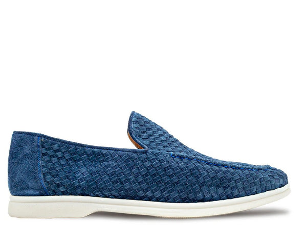 Mezlan Sanlucar Woven Suede Moccasin - Navy