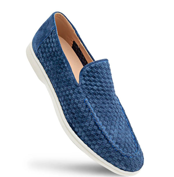 Mezlan Sanlucar Woven Suede Moccasin - Navy