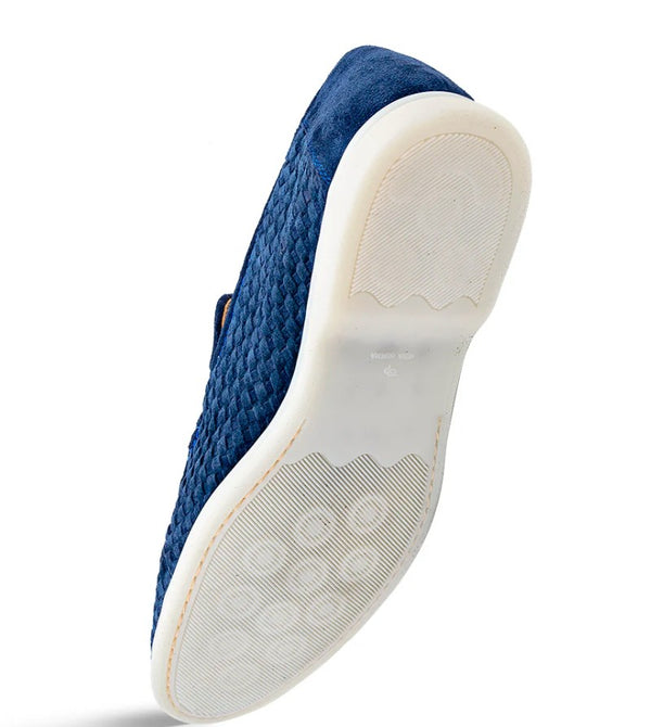 Mezlan Sanlucar Woven Suede Moccasin - Navy