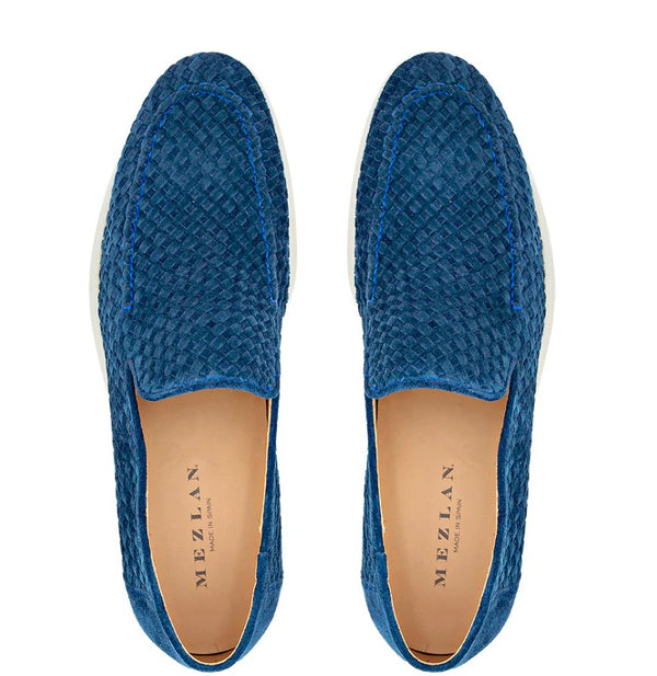 Mezlan Sanlucar Woven Suede Moccasin - Navy