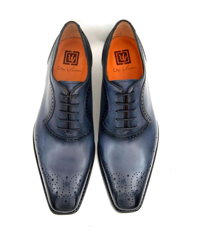 "Zion" Burnished Calfskin Lace-Up Oxford Grey