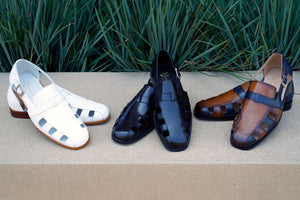 Maurice Calfskin Slip-On Sandal/Shoe Cognac/Navy