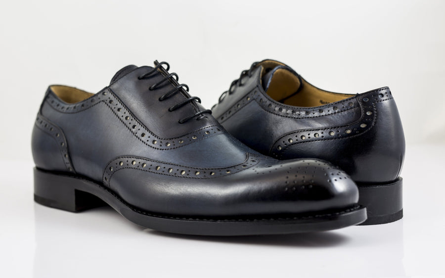 Burnished Calfskin Wingtip Spectator Oxford Blue