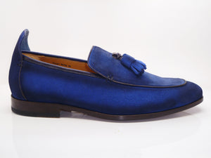 Suede Slip-On Tasseled Loafer Blue