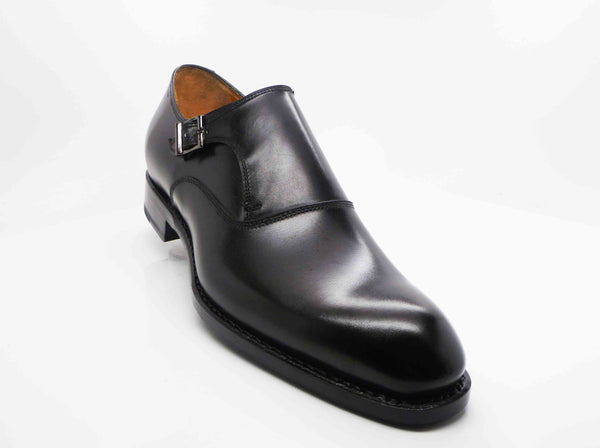 Burnished Calfskin "Fred" Monkstrap Black