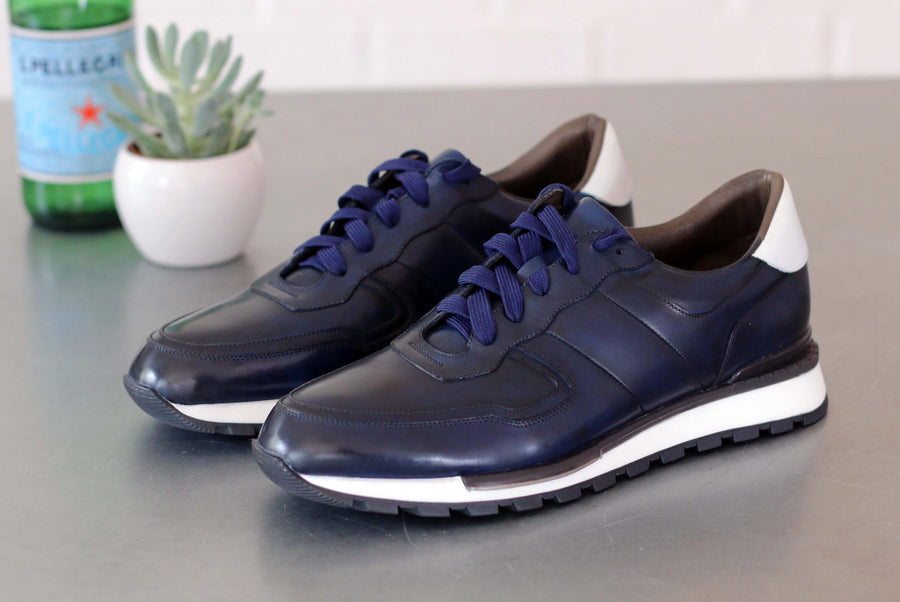 Ugo Vasare by Maurice Calfskin Lace-Up Sneaker Navy