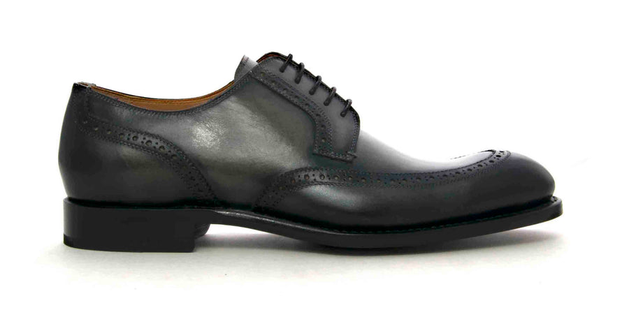 Burnished Calfskin "Colin" Lace-Up Oxford Grey