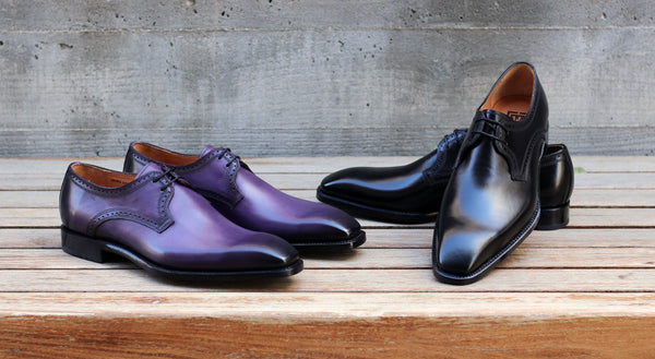 "Scott" Burnished Calfskin Lace-Up Blucher Oxford Purple