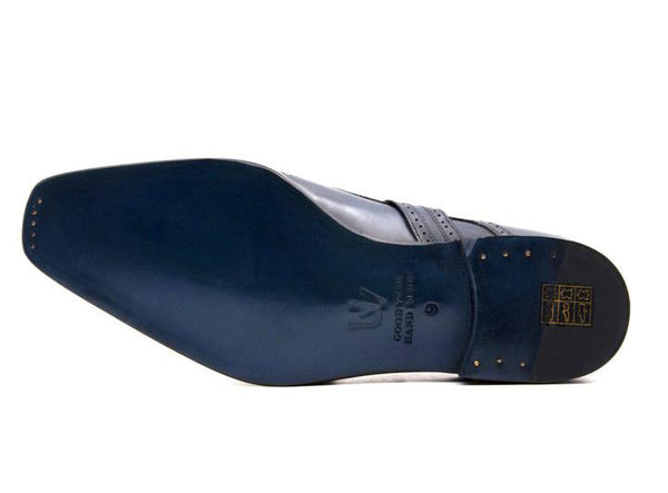 "Eric" Burnished Calfskin Monkstrap Shoe Blue