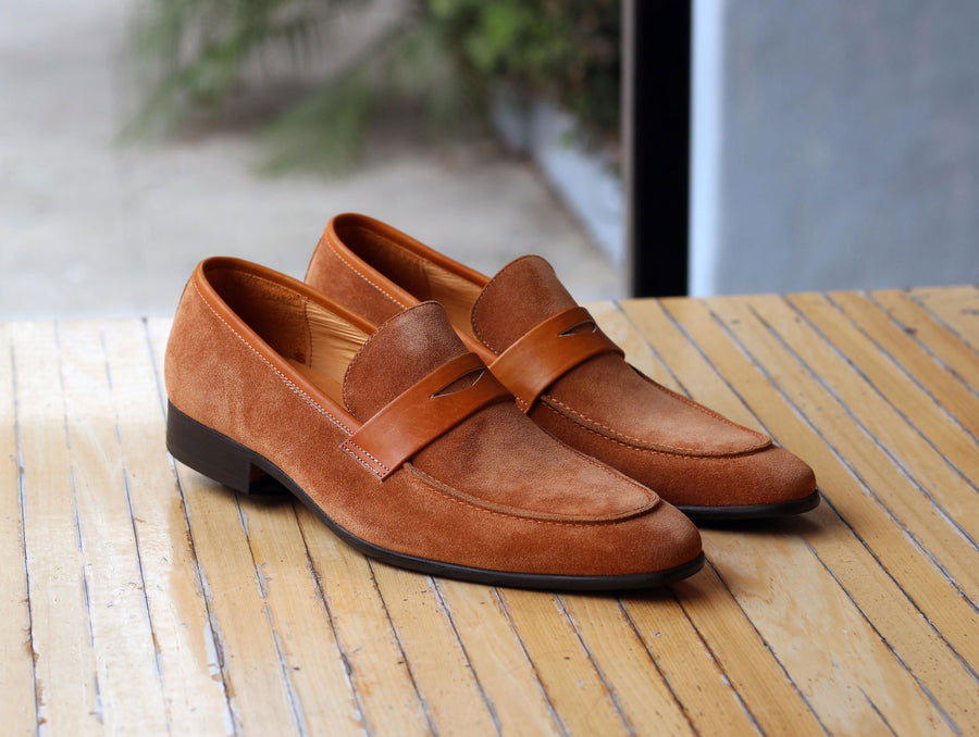 Stylish Suede Penny Loafer Camel