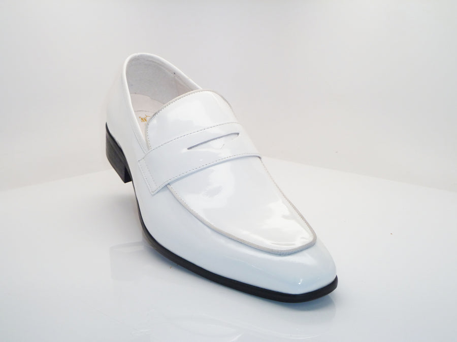 Moustache lace-up patent-finish loafers - White