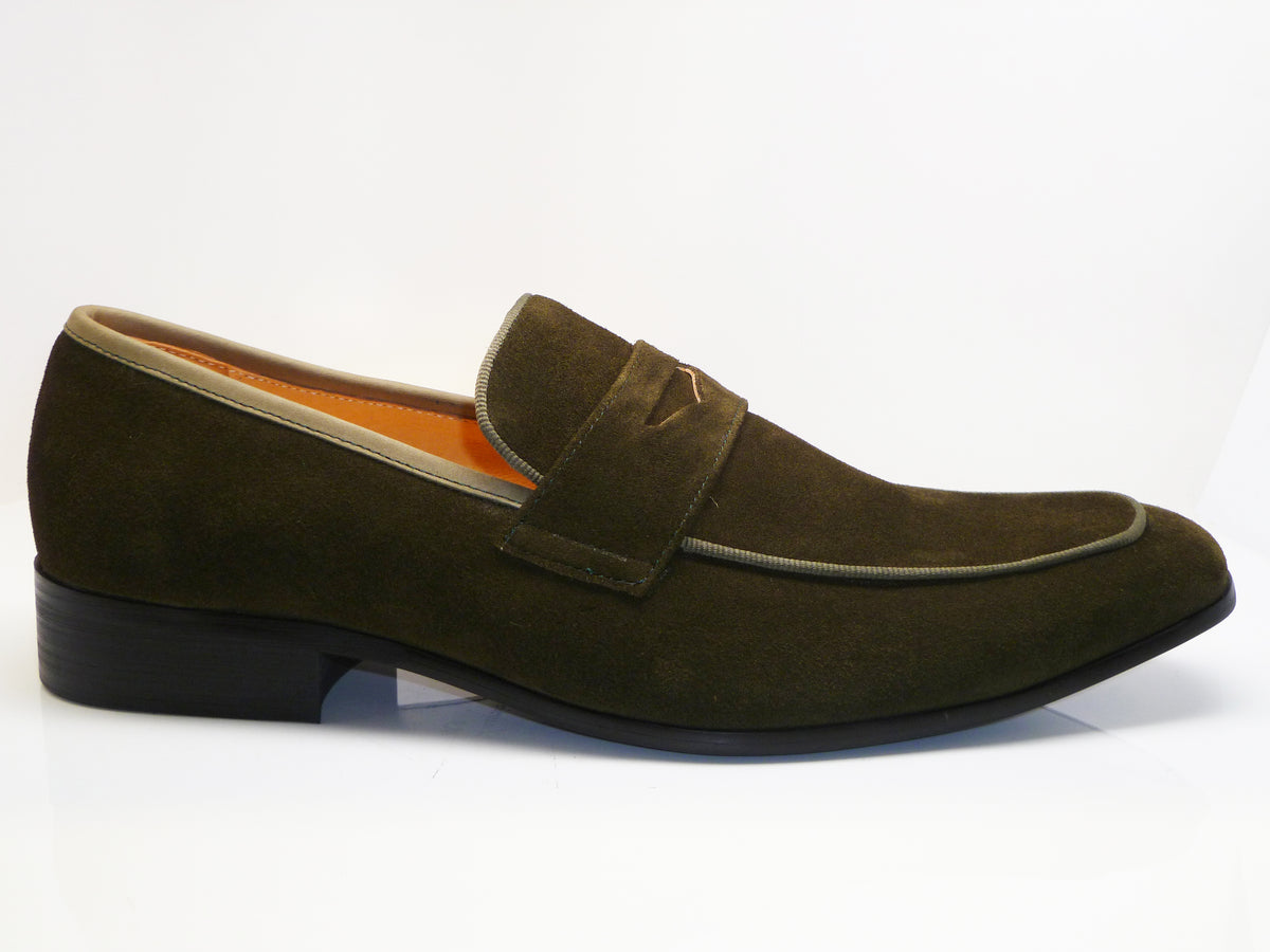 Suede Penny Loafer Olive – C&E Fashions