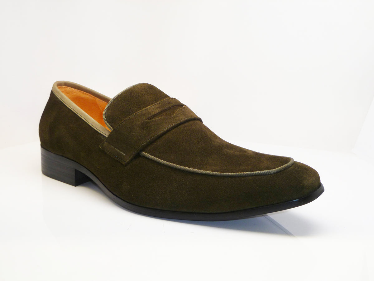 Suede Penny Loafer Olive – C&E Fashions