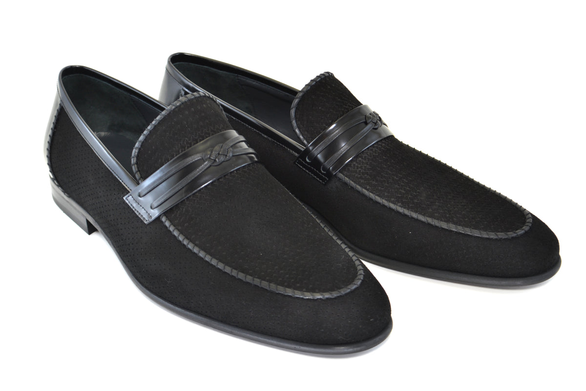 Corrente Perforated Suede Slip-On Loafer Black – C&E Fashions