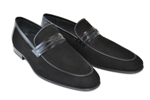 Corrente Perforated Suede Slip-On Loafer Black