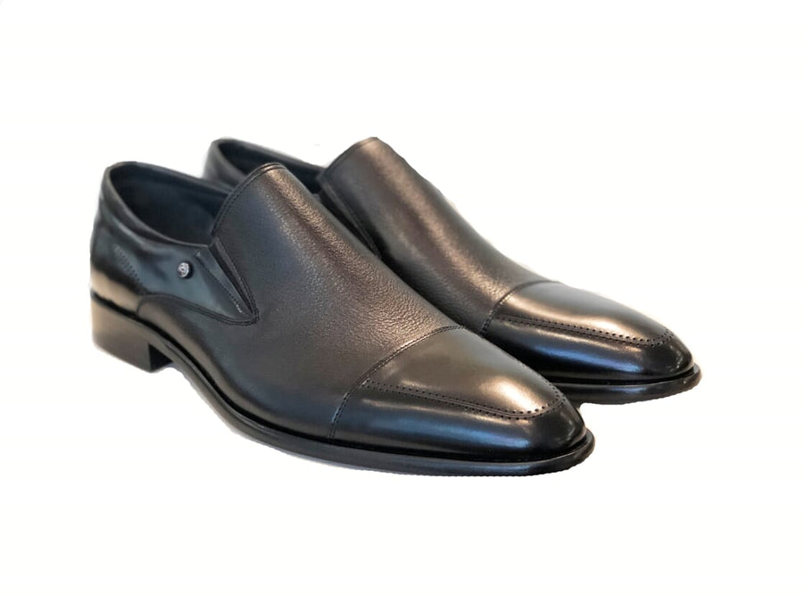 Corrente Calfskin & Deerskin Slip-On Shoe Black