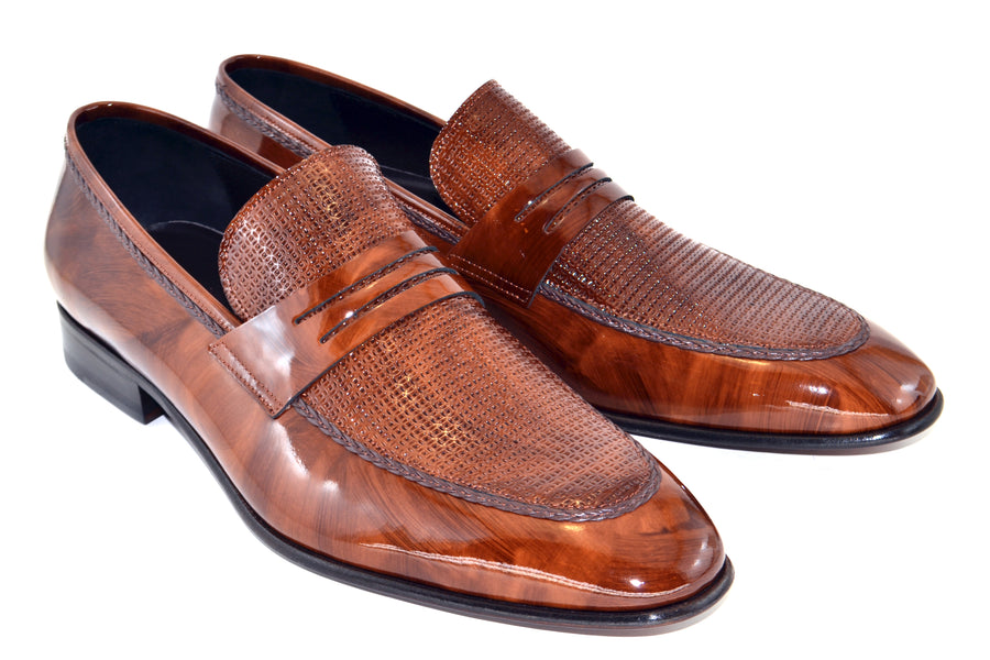 Corrente Patent Leather Penny Loafer Brown