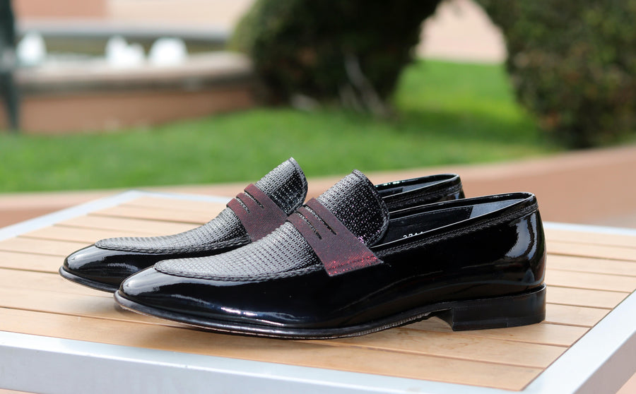 Corrente Patent Leather Penny Loafer Black
