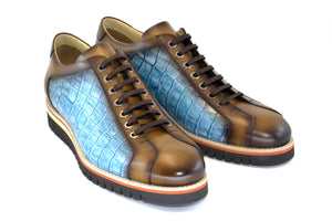 Corrente Printed Calfskin Lace-Up Oxford Taupe