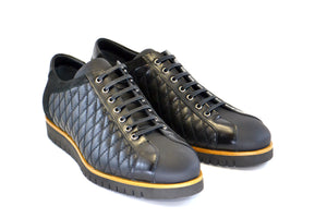 Corrente Quilted Calfskin Lace-Up Oxford Black