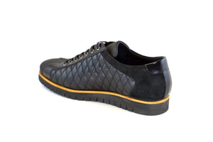 Corrente Quilted Calfskin Lace-Up Oxford Black