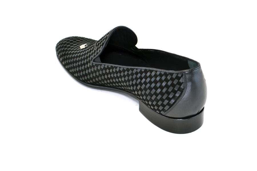 Corrente Woven Calfskin Slip-On Loafer Black