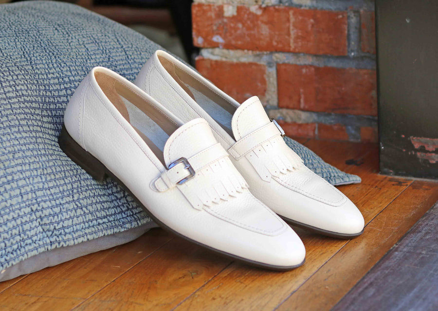 Corrente Deerskin Slip-On Loafer White – C&E Fashions