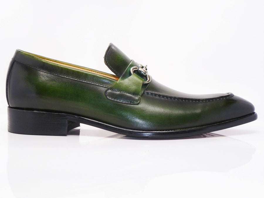 Burnished Calfskin Slip-On Loafer Green – C&E Fashions