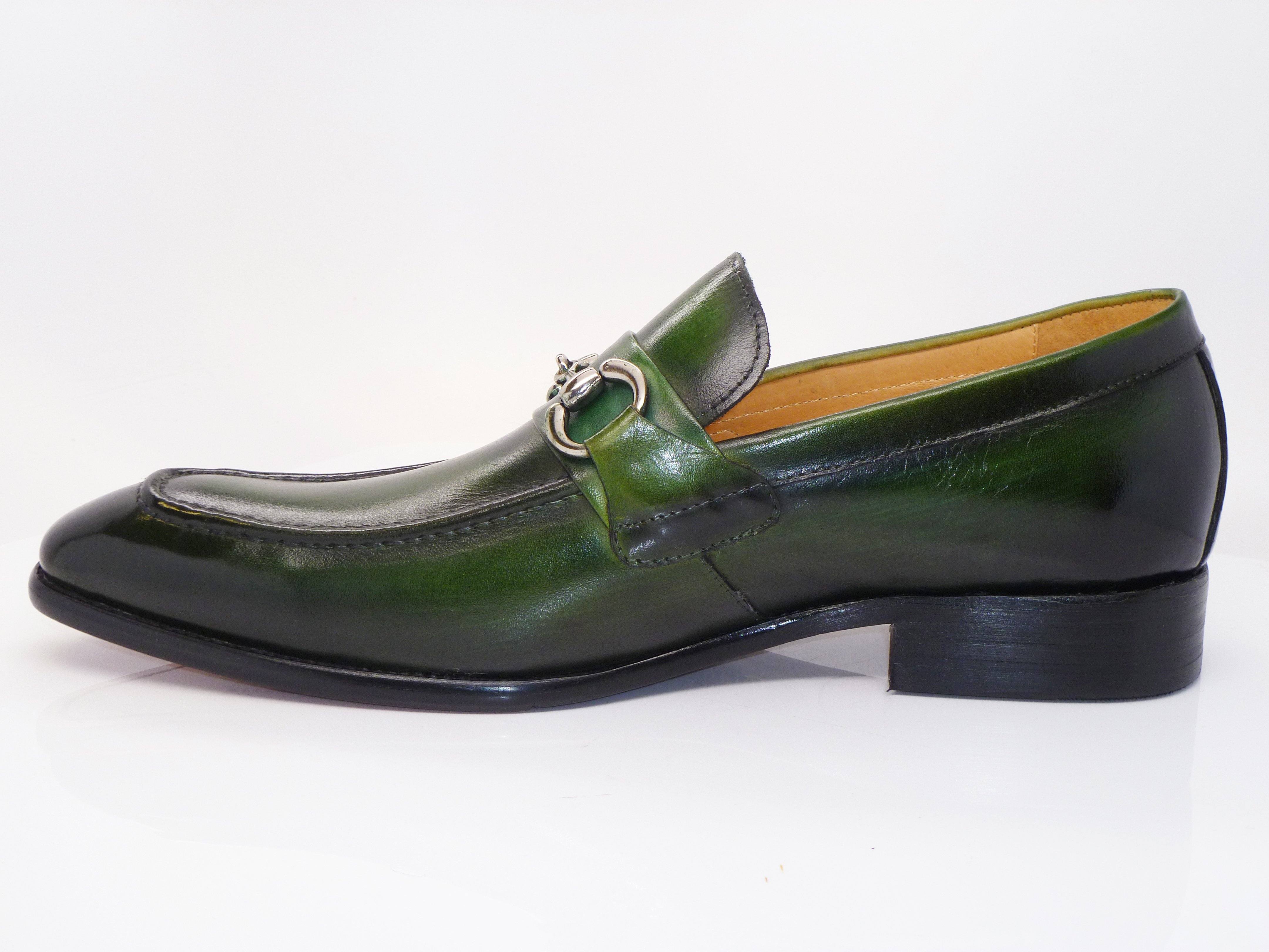 Burnished Calfskin Slip-On Loafer Green – C&E Fashions