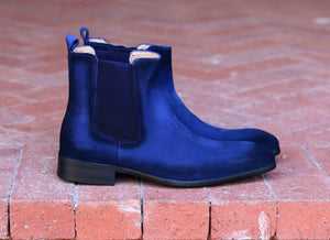 Suede Slip-On Boot Blue