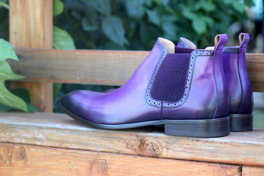 Burnished Calfskin Slip-On Boot Purple