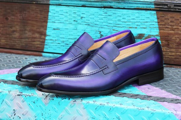 Burnished Calfskin Belt Purple
